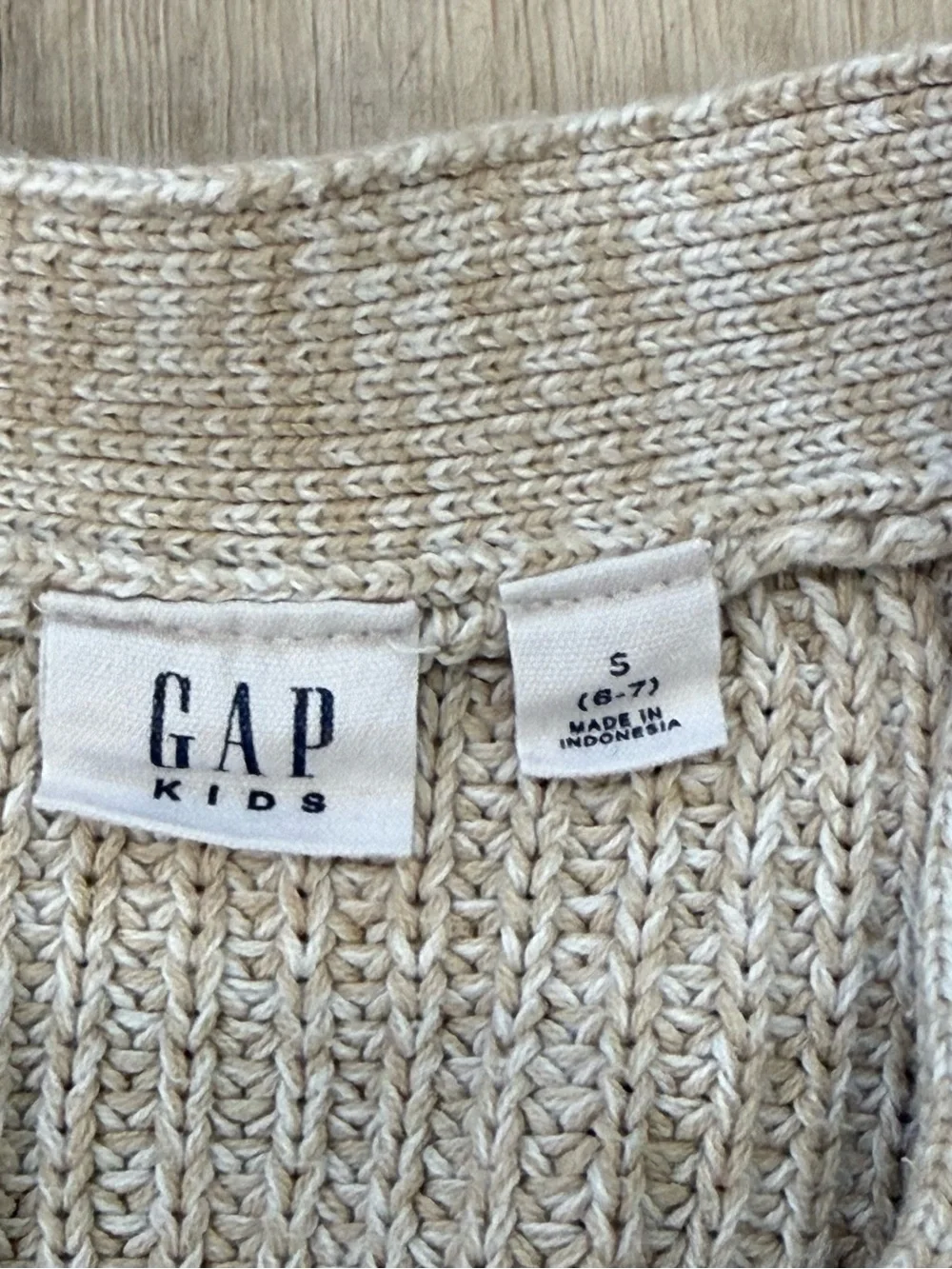 GAP Cream Knit V-Neck Button Cardigan